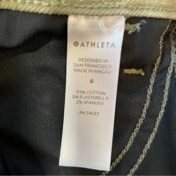 Athleta Army Green Cropped Jeans.  Size 6 - Picture 5 of 6